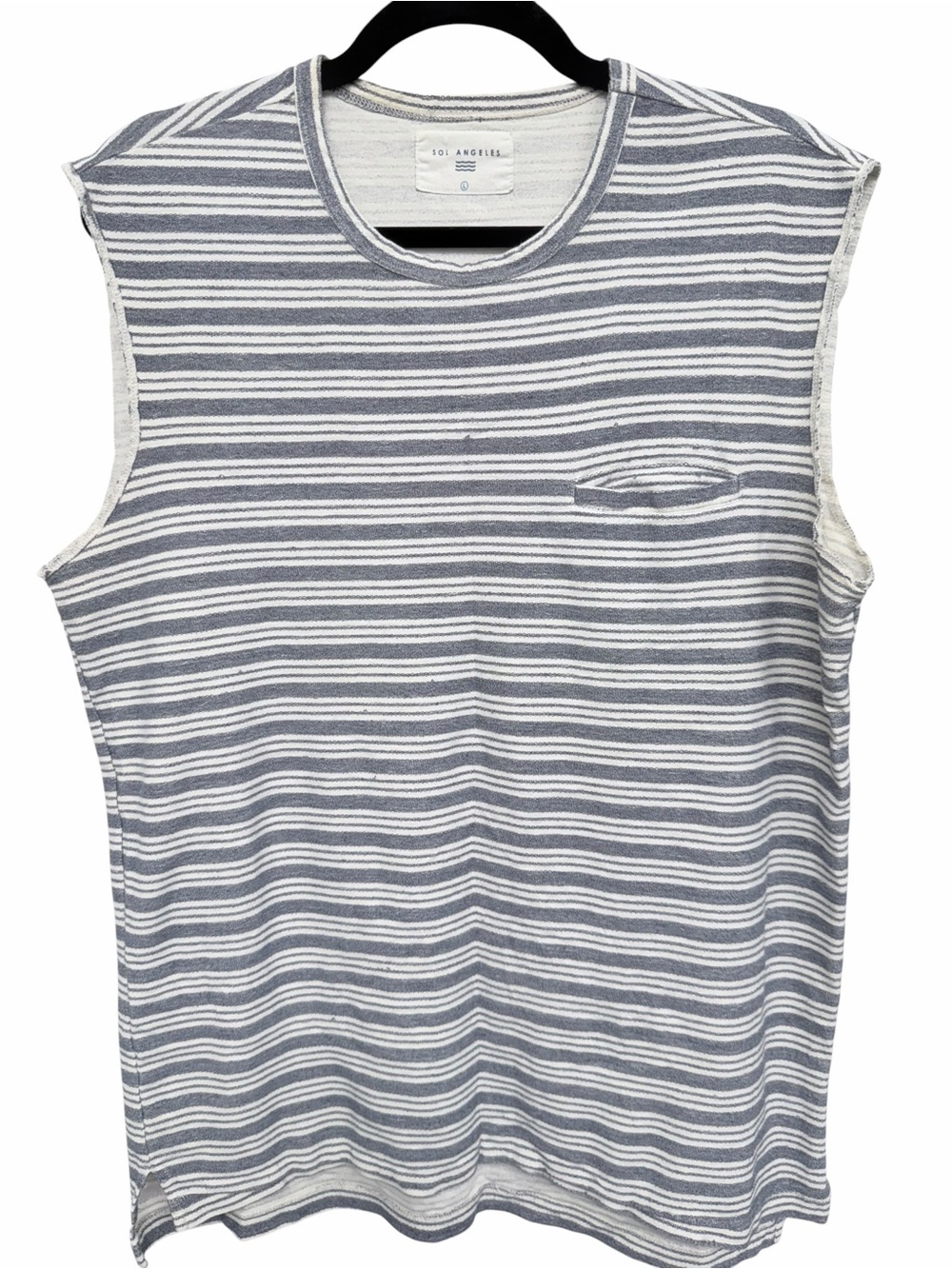 Sol Angeles Gray & White Striped Sleeveless Tee